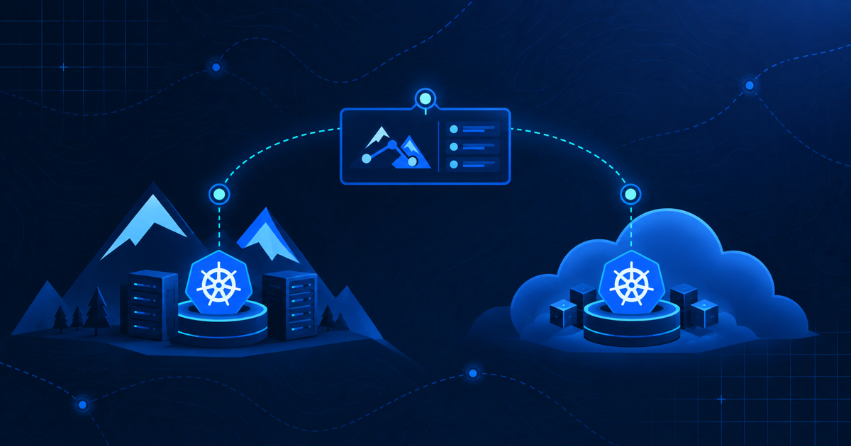 Hybrid Kubernetes architecture with an on-premises k3s cluster and a separate Azure Kubernetes cluster