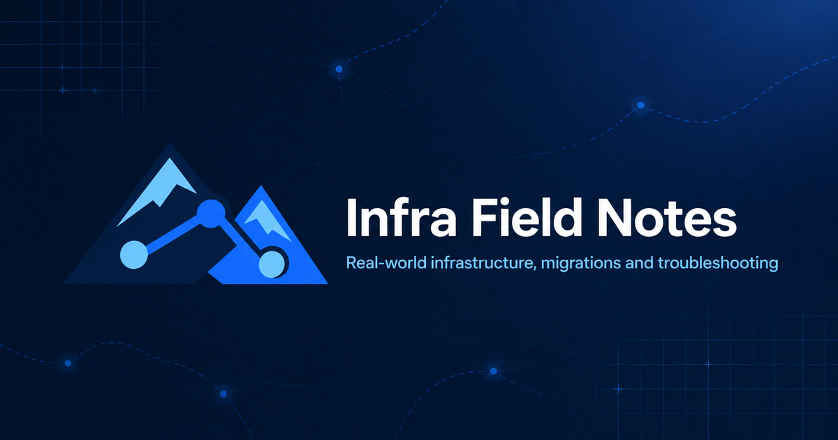Infra Field Notes mountain and infrastructure network logo on a dark navy background